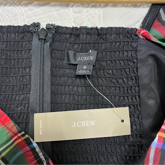 J CREW Puffed Sleeve Plaid Mini Dress Stewart Tartan Pockets Holiday Size 8 - Picture 3 of 14